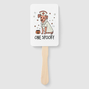 Halloween Healer Pup One Spooky Nurse Dog  Hand Fan