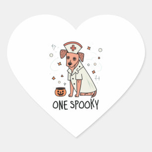 Halloween Healer Pup One Spooky Nurse Dog  Heart Sticker