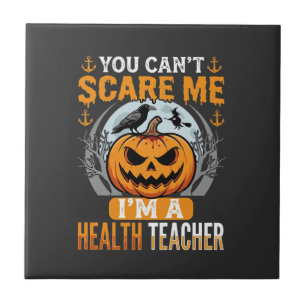 Halloween Health Teacher Scary Pumpkin Crow Ceramic Tile