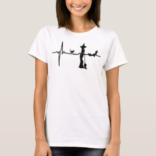 Halloween Heart Beat Black Cat and Bat T-Shirt