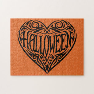 Halloween Heart, Black Heart, Holiday Jigsaw Puzzle