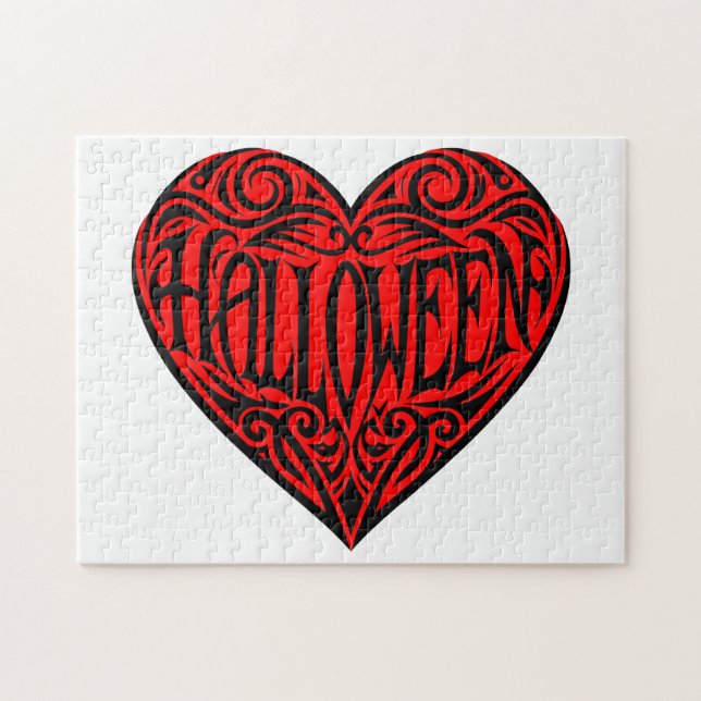 Halloween Heart, Black Heart, Holiday Jigsaw Puzzle (Horizontal)