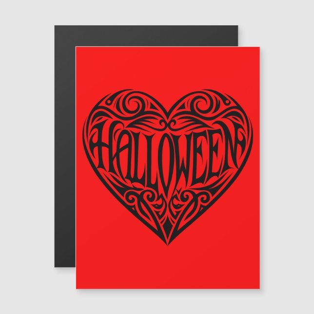 Halloween Heart, Black Heart, Holiday Magnetic Invitation (Front/Back)