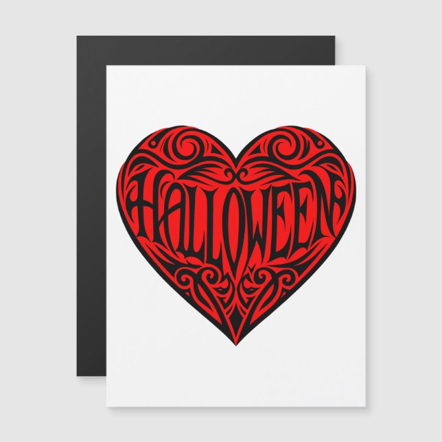 Halloween Heart, Black Heart, Holiday Magnetic Invitation (Front/Back)