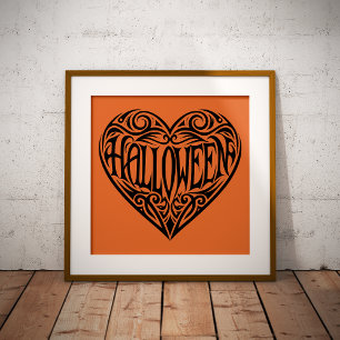 Halloween Heart, Black Heart, Holiday Poster