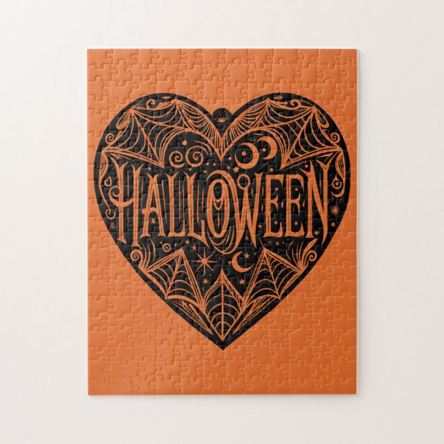Halloween Heart, Black Heart Shape, Holiday Jigsaw Puzzle (Vertical)