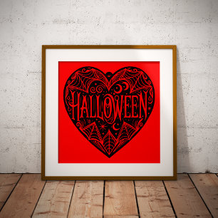 Halloween Heart, Black Heart Shape, Holiday Photo Print