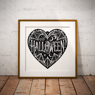 Halloween Heart, Black Heart Shape, Holiday Photo Print