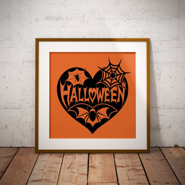 Halloween Heart, Black Heart Shape, Spider Web Foil Prints (Creator Uploaded)