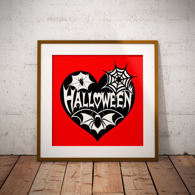 Halloween Heart, Black Heart Shape, Spider Web Foil Prints (Creator Uploaded)