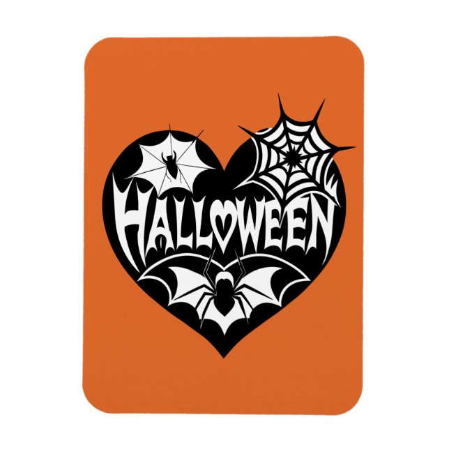 Halloween Heart, Black Heart Shape, Spider Web Magnet (Vertical)