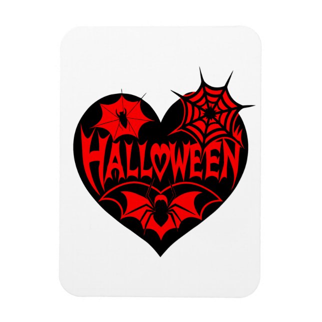 Halloween Heart, Black Heart Shape, Spider Web Magnet (Vertical)