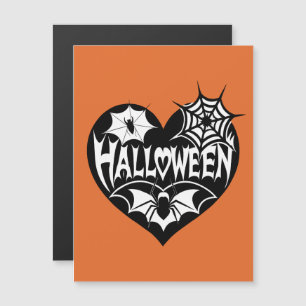 Halloween Heart, Black Heart Shape, Spider Web Magnetic Invitation