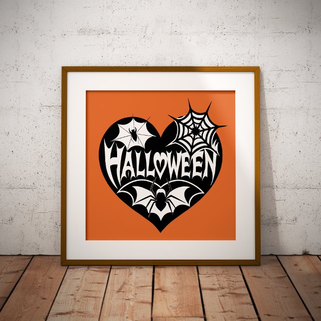 Halloween Heart, Black Heart Shape, Spider Web Poster (Creator Uploaded)