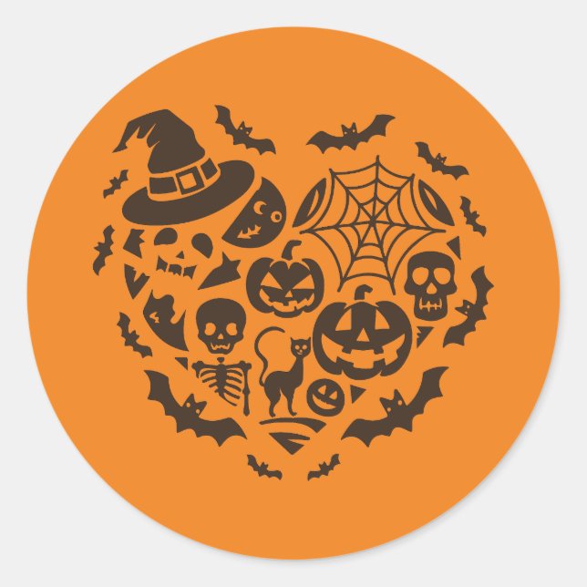 Halloween Heart Icon Collage Sticker (Front)