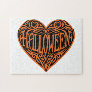 Halloween Heart, Orange Heart, Holiday Jigsaw Puzzle