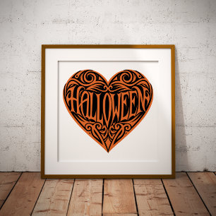 Halloween Heart, Orange Heart, Holiday Photo Print