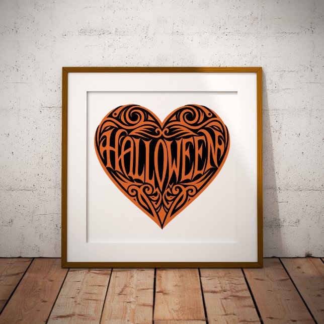 Halloween Heart, Orange Heart, Holiday Poster (Creator Uploaded)