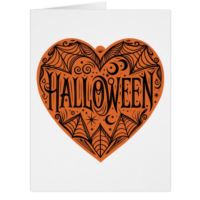 Halloween Heart, Orange Heart Shape, Holiday (Front)