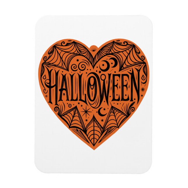 Halloween Heart, Orange Heart Shape, Holiday Magnet (Vertical)