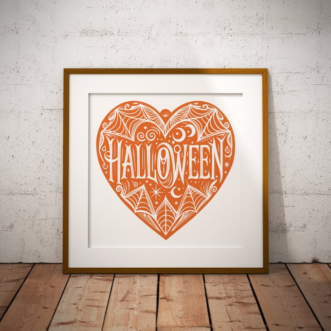 Halloween Heart, Orange Heart Shape, Holiday Poster (Creator Uploaded)