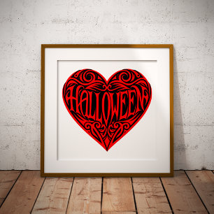 Halloween Heart, Red Heart, Holiday Foil Prints