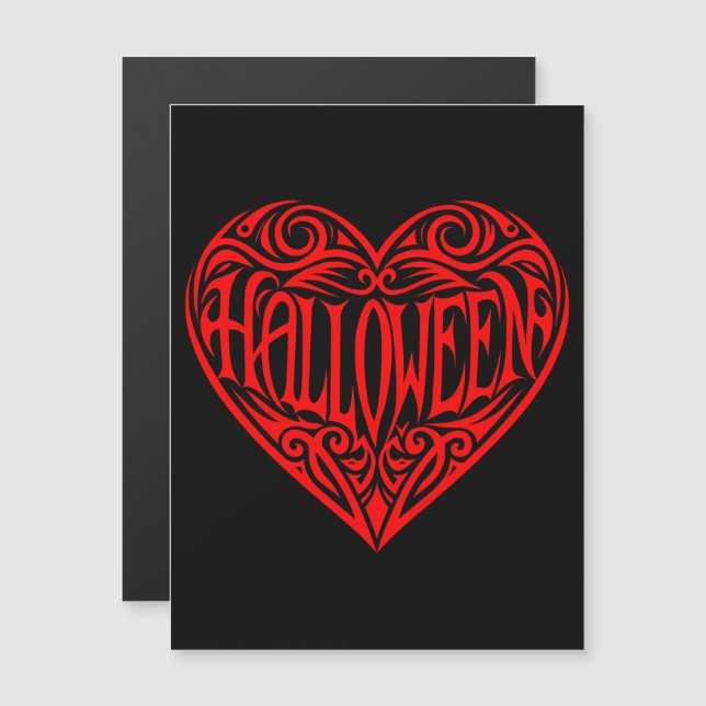 Halloween Heart, Red Heart, Holiday Magnetic Invitation (Front/Back)