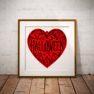 Halloween Heart, Red Heart Shape, Holiday Photo Print