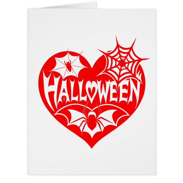 Halloween Heart, Red Heart Shape, Spider Web (Front)