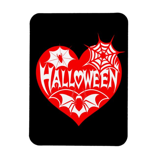 Halloween Heart, Red Heart Shape, Spider Web Magnet (Vertical)