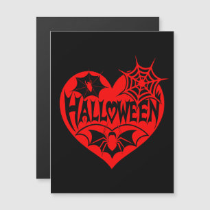 Halloween Heart, Red Heart Shape, Spider Web Magnetic Invitation