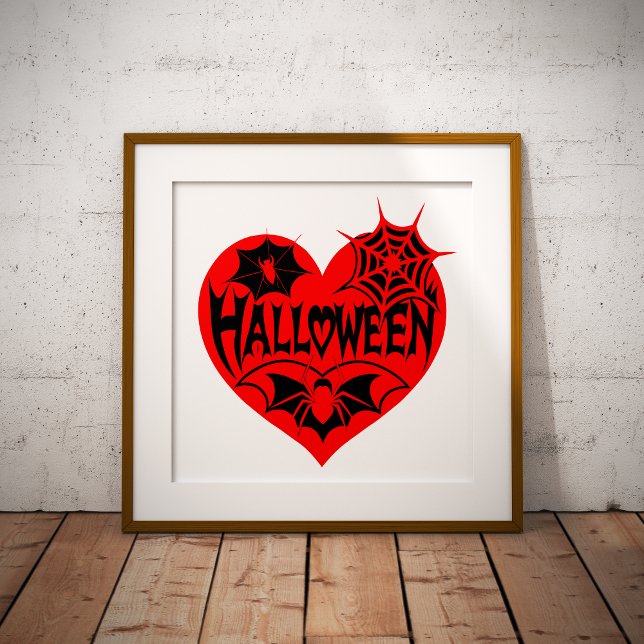 Halloween Heart, Red Heart Shape, Spider Web Poster (Creator Uploaded)