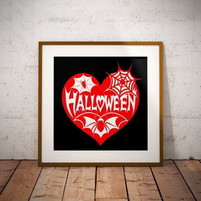 Halloween Heart, Red Heart Shape, Spider Web Poster (Creator Uploaded)