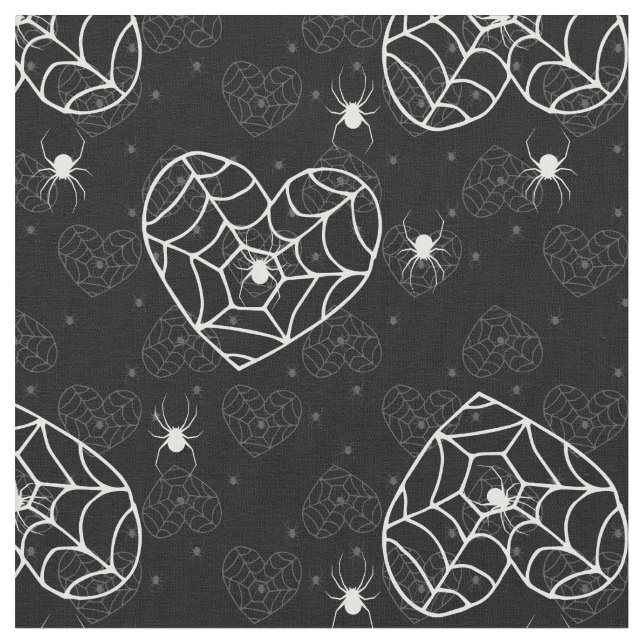 halloween heart spiderweb cobweb spiders  fabric (Close Up)
