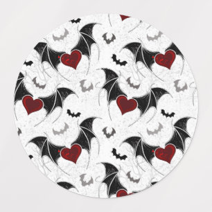 Halloween heart with black bat wings