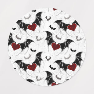Halloween heart with black bat wings