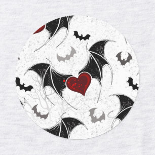Halloween heart with black bat wings