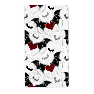 Halloween heart with black bat wings