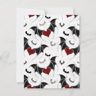 Halloween heart with black bat wings advice card