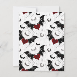 Halloween heart with black bat wings advice card