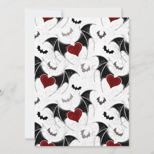 Halloween heart with black bat wings announcement