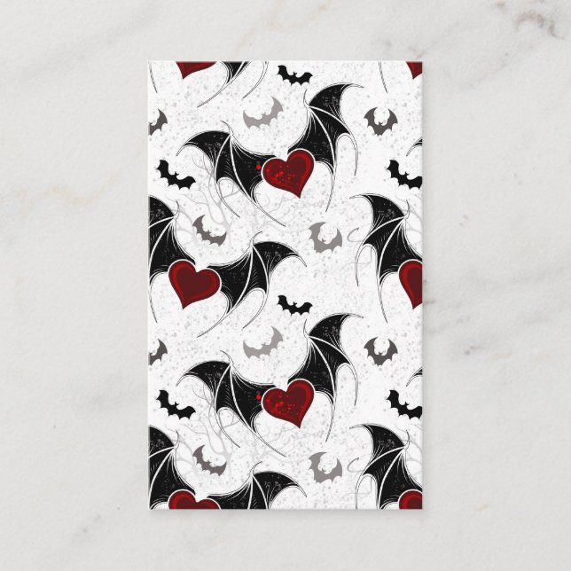 Halloween heart with black bat wings business card (Front)