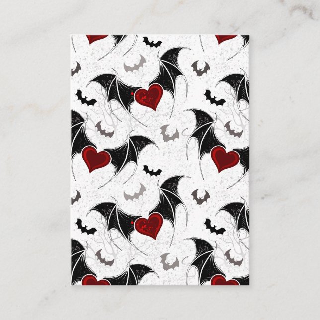 Halloween heart with black bat wings business card (Front)
