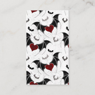 Halloween heart with black bat wings calling card