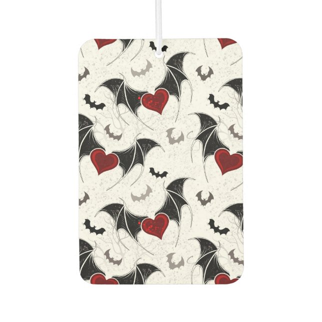 Halloween heart with black bat wings car air freshener (Front)