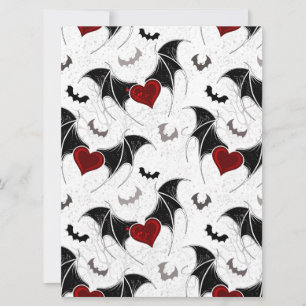Halloween heart with black bat wings card