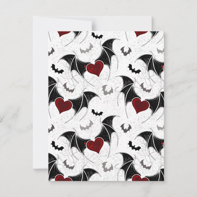 Halloween heart with black bat wings card (Front)