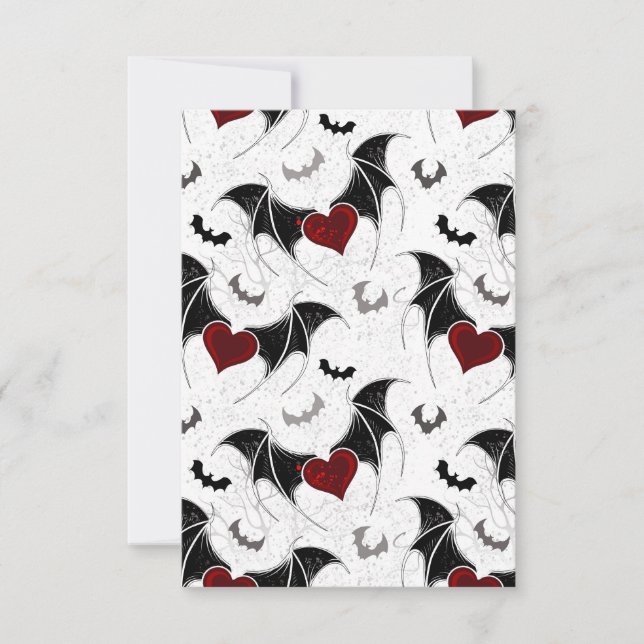 Halloween heart with black bat wings card (Front)