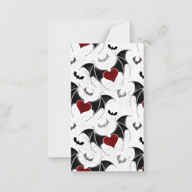 Halloween heart with black bat wings card (Front)