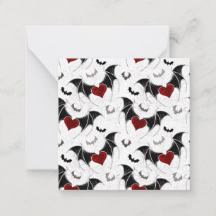 Halloween heart with black bat wings card